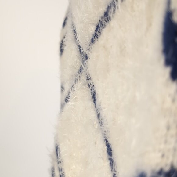 Orange Fashion Village Fuzzy Faux Fur Cardigan Sweater Hooded Plaid Knit Cape - Picture 9 of 13